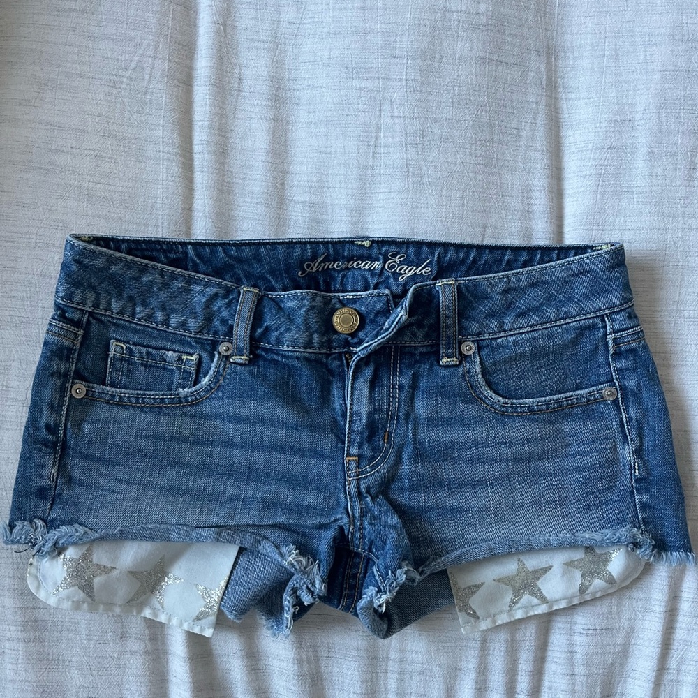 Low Rise American Eagle Outfitters Women's Blue Denim Shorts